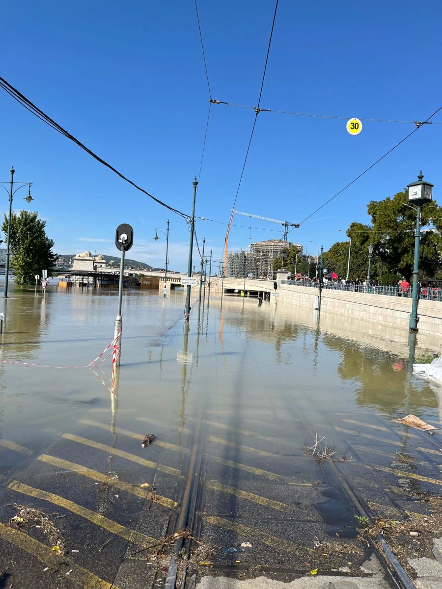 Auch Tramschienen wurden überflutet.