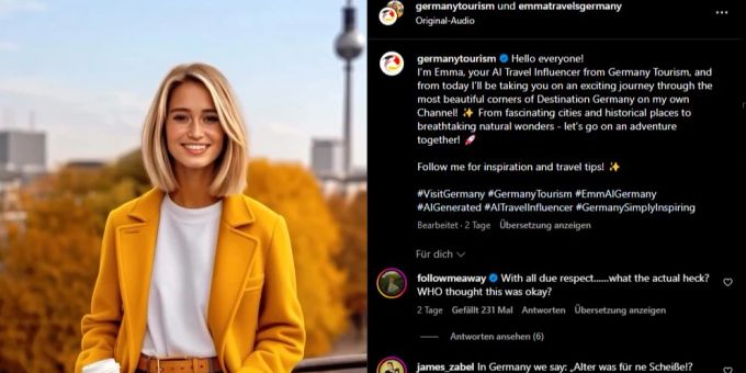 «Influencerin Emma» ist die erste KI-generierte Markenbotschafterin für Deutschland. Influencerin Emma