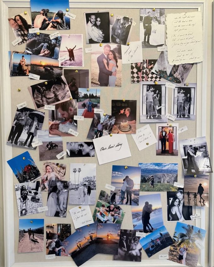 Mit dieser Foto-Pinnwand gratuliert Meghan ihrem Harry zum siebten Hochzeitstag. Meghan Markle