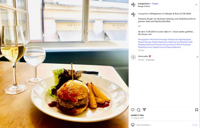 Das «Manger et Boire» bietet Speis und Trank in Basel. Manger & Boire Verkauf