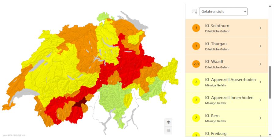 Auch in Bern herrscht noch mässige Gefahr.