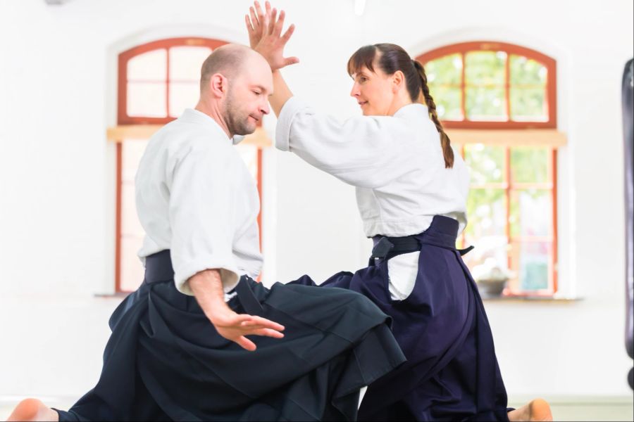 Aikido-Kämpfer beim Training