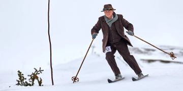 Nostalgie Skifahrer