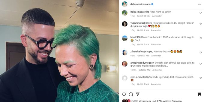 Die Sängerin Stefanie Heinzman präsentiert auf Instagram ihren neuen Look. stefanie heinzmann
