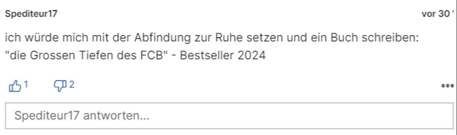 «Spediteur17» würde à la Prinz Harry ein Buch rausbringen und sich zur Ruhe setzen.