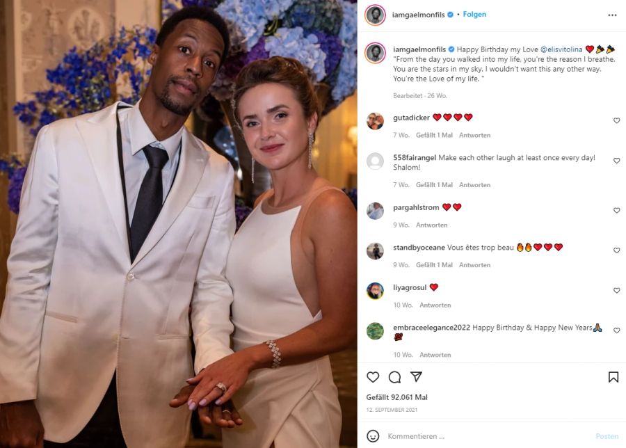 Gael Monfils mit seiner Frau Elina Svitolina.