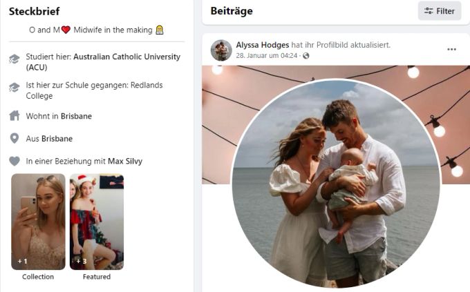 Auch auf Facebook macht Alysson ihre Beziehung zu Max offiziell. Die beiden haben sich dank Tinder kennengelernt. Tinder