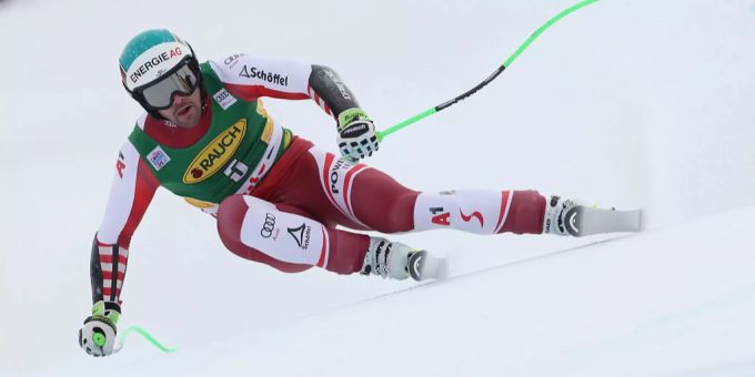 Vincent Kriechmayr beim Super G in Bromio. vincent kriechmayr