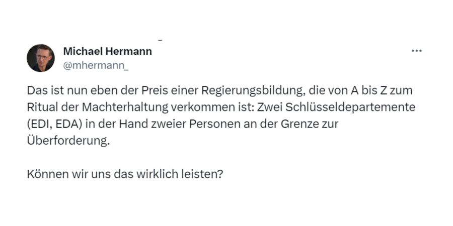 Politologe Michael Herrmann beschreibt Baume-Schneider (und Ignazio Cassis) als «Personen an der Grenze der Überforderung».