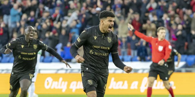 Basels Mohamed Dräger bejubelt sein Tor zum 1:0 im Spiel gegen Yverdon. FC Basel
