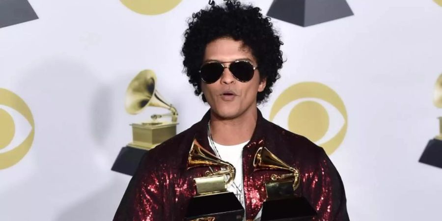 Bruno Mars bei der Grammy-Verleihung 2018. Foto: Charles Sykes/Invision/AP/dpa