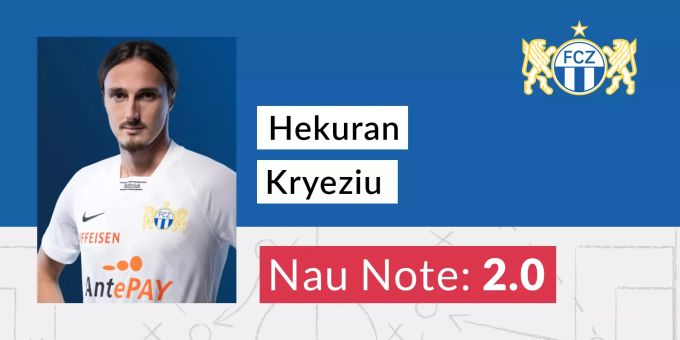 Hekuran Kryeziu (FCZ) erhält die Nau-Note 2,0. Hekuran Kryeziu FCZ Note