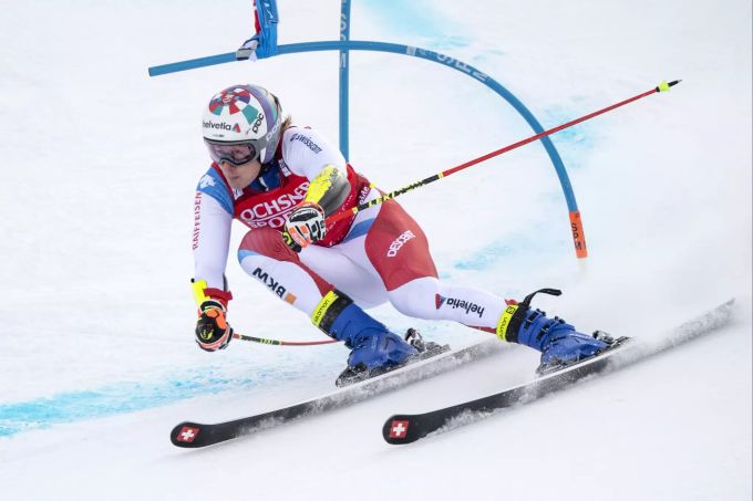 Marco Odermatt im ersten Durchgang beim Riesenslalom in Lenzerheide. Marco Odermatt Riesenslalom Lenzerheide