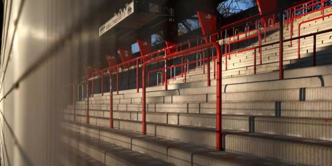 Zum Berlin-Derby werden die Tribünen im Stadion An der Alten Försterei leer bleiben. Foto: Maja Hitij/Getty Images Europe/Pool/dpa Zum Berlin-Derby werden die Tribünen im Stadion An der Alten Försterei leer bleiben. Foto: Maja Hitij/Getty Images Europe/Pool/dpa