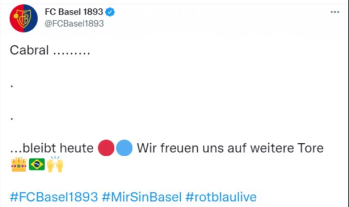 Bei diesem Tweet dürfte den FCB-Fans die Luft kurz weggeblieben sein. FC Basel