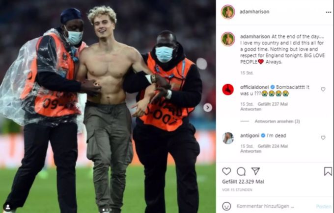 Adam Harison erklärt seine Aktion via Instagram. Euro 2020