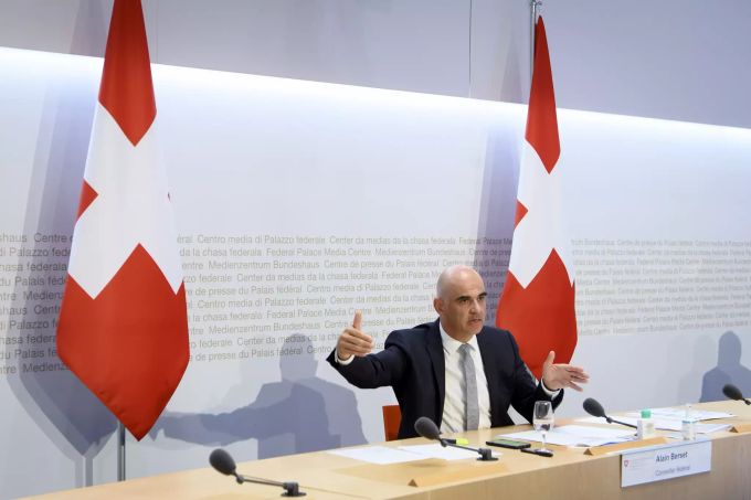 Bundesrat Alain Berset spricht während einer Medienkonferenz zum Coronavirus. Medienkonferenz Alain Berset