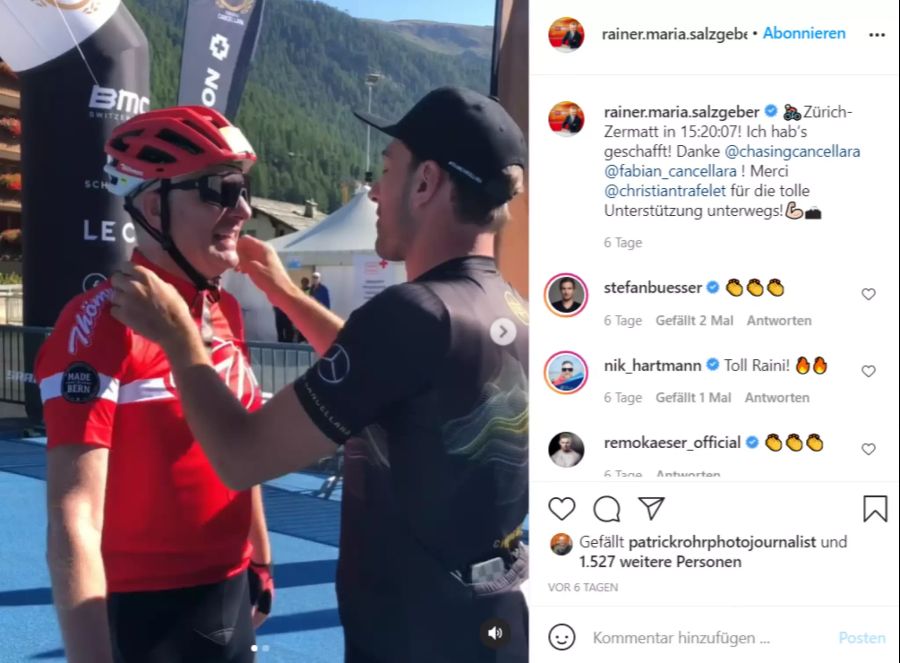 Und holt sich die Gratulationen von Fabian Cancellara ab.