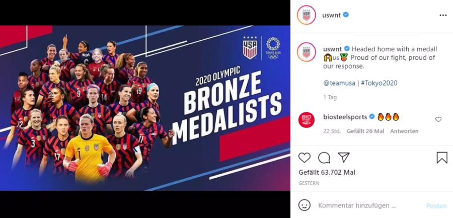 Die US-Kickerinnen holen Bronze bei Olympia 2021.