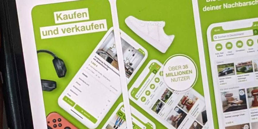 Die App von Ebay Kleinanzeigen im App Store von Apple auf einem iPhone.). Foto: Christoph Dernbach/dpa