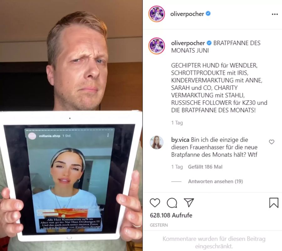 Oliver Pocher ist verwirrt über die Laura-Schutzaktion der Influencerin.