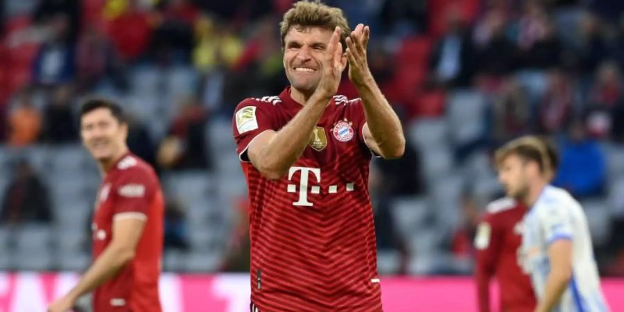 Eröffnete beim 5:0-Kantersieg gegen Hertha BSC den Torreigen: Bayerns Thomas Müller. Foto: Sven Hoppe/dpa