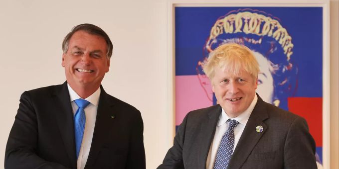 Jair Bolsonaro und Boris Johnson am 20 September 2021 in New York. bolsonaro johnson