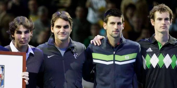 Geballte Tennispower in einem Bild: Rafael Nadal, Roger Federer, Novak Djokovic und Andy Murray. Geballte Tennispower in einem Bild: Rafael Nadal, Roger Federer, Novak Djokovic und Andy Murray.