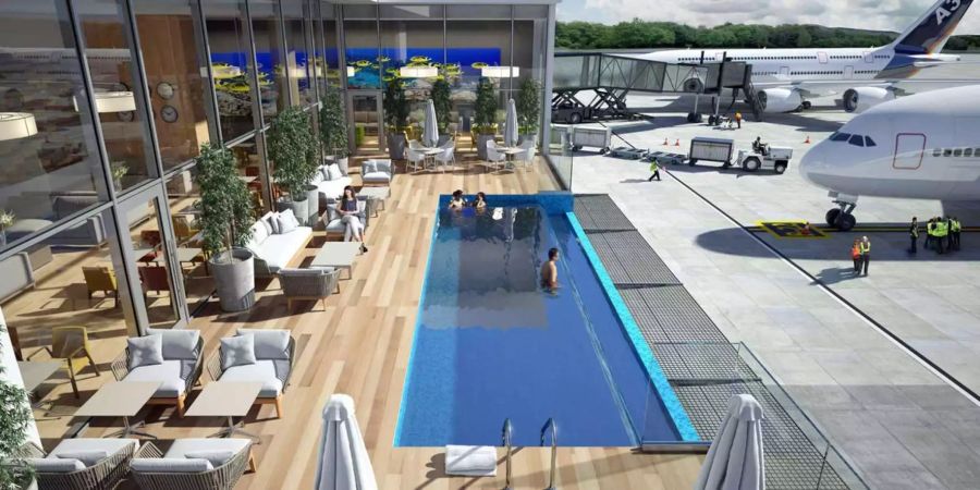 Die neue VIP-Lounge am Flughafen in Punta Cana ist mit einer Terrasse samt Infinity-Pool ausgestattet, Bild: Punta Cana International Airport