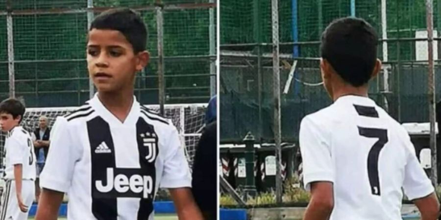 Cristiano Ronaldo Junior beim Spiel mit dem Nachwuchs von Juventus.