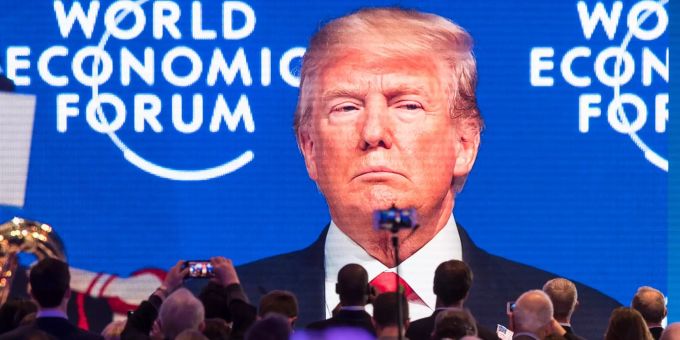 Donald Trump beim WEF 2018 in Davos. WORLD ECONOMIC FORUM, WEF, WIRTSCHAFTSTREFFEN, 48. WELTWIRTSCHAFTSTREFFEN, WELTWIRTSCHAFTSFORUM,