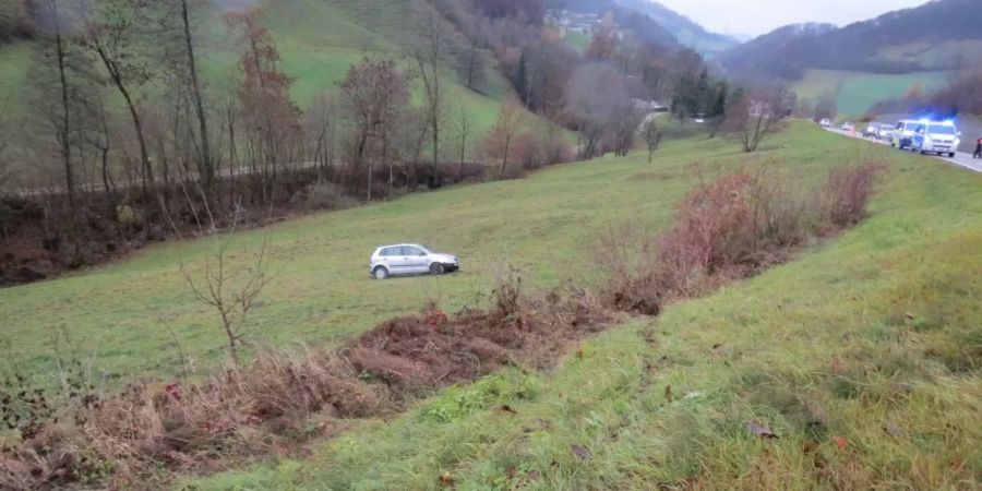 In Densbüren AG geriet ein Auto auf die Wiese.