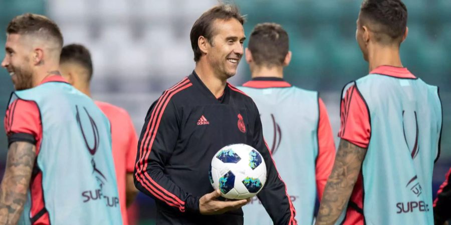 Real-Coach Julen Lopetegui im letzten Training vor dem Supercup-Final in Tallin, Estland.