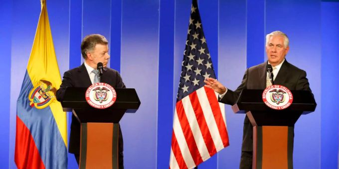 Santos und Tillerson wollen Venezuelas Demokratie zurückbringen Santos und Tillerson wollen Venezuelas Demokratie zurückbringen