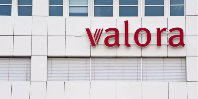 Das Logo der Handelsgruppe Valora in Pratteln. Das Logo der Handelsgruppe Valora in Pratteln.