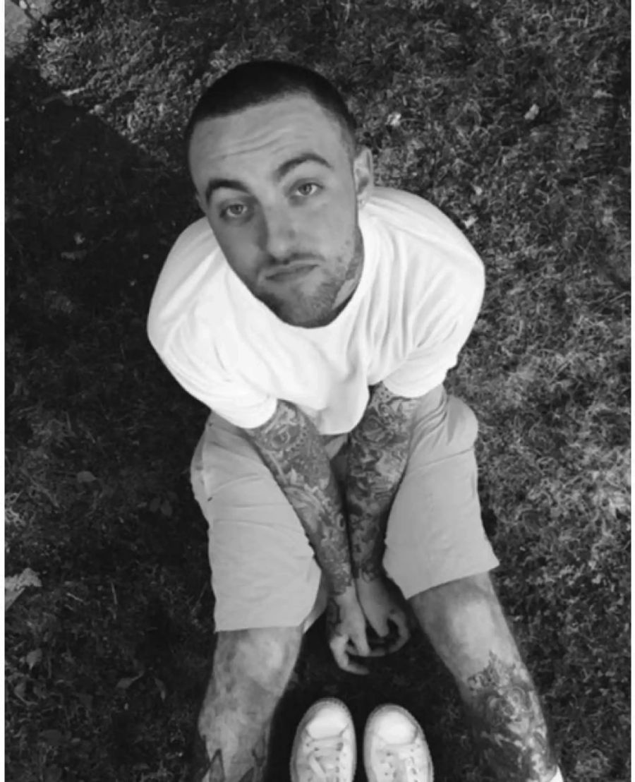 Mac Miller sitzt auf einer Wiese. Mit diesem Foto nahm Ex-Freundin Ariana Grande von ihm Abschied.