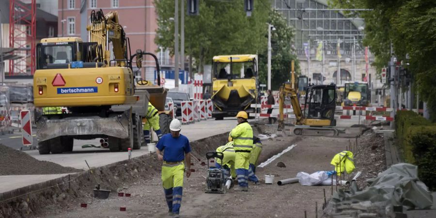 Baustelle der BVB in Basel im Mai 2017.