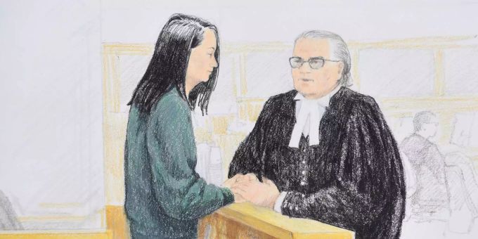 Meng Wanzhou wird wegen Verschwörung zum Finanzbetrug angeklagt. Meng Wanzhou spricht mit Rechtsanwalt David Martin.