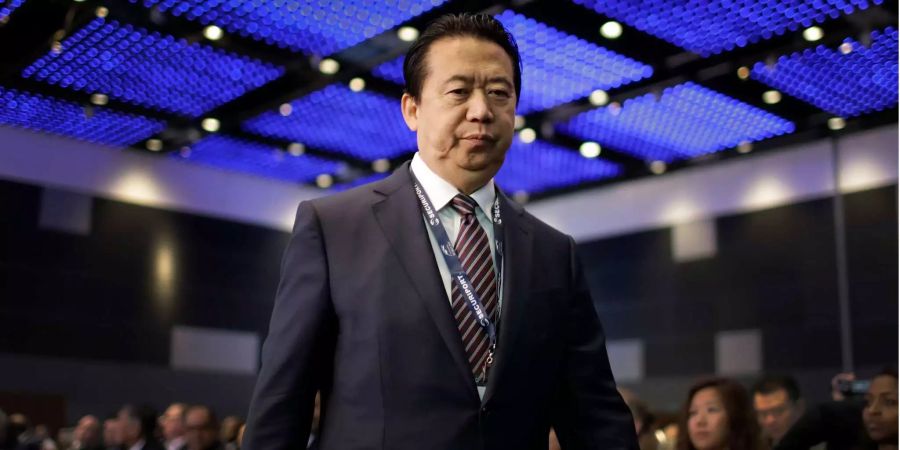 Meng Hongwei, Interpol-Präsident, kurz vor seiner Eröffnungsansprache auf dem Interpol-Weltkongress in Singapur.