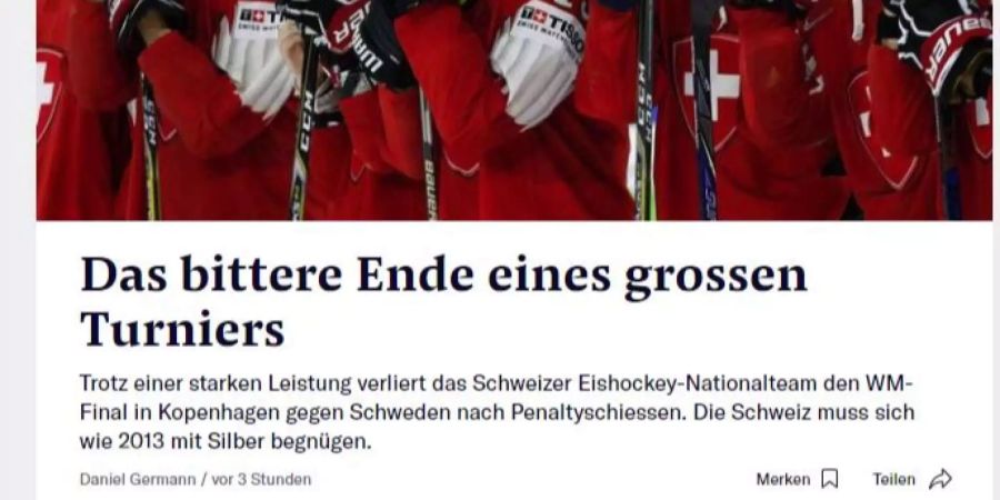 Die «NZZ» spricht von einem «bitteren Ende eines grossen Turniers».