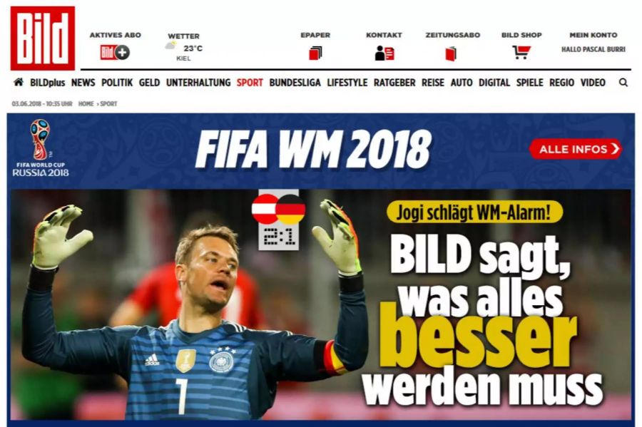 Und «Bild» schlägt den WM-Alarm.