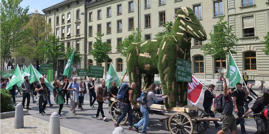 Die demonstrierenden Gärtner in Bern.