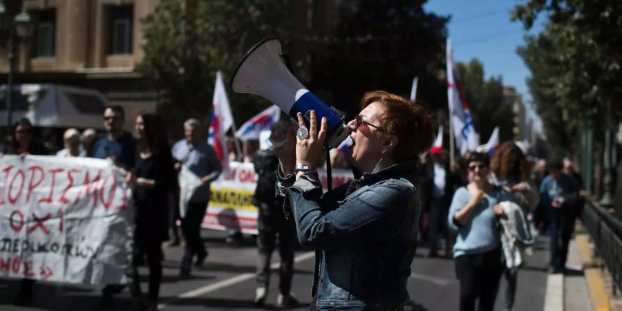 Blick auf die Demonstration in Athen.