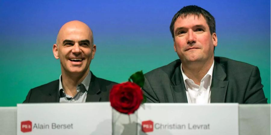 Die SP-Grössen Alain Berset (links) und Christian Levrat sehen im Trump-Besuch eine Chance.