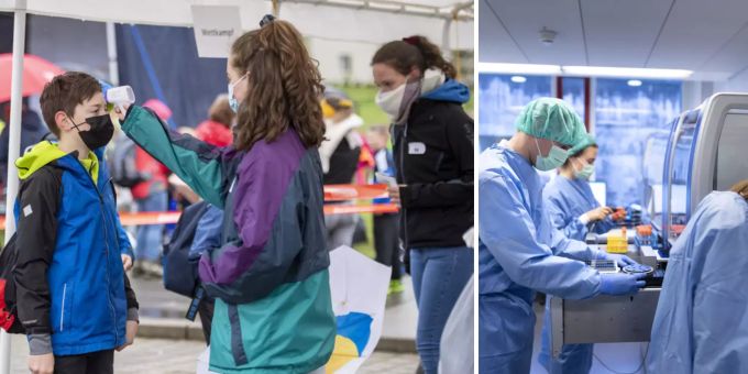 Coronavirus: Bei einem Kind wird Fieber gemessen. kantonszahlen coronavirus