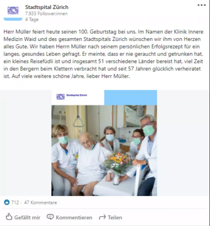 Herr Müller wurde letzte Woche 100 Jahre alt. geburtstag