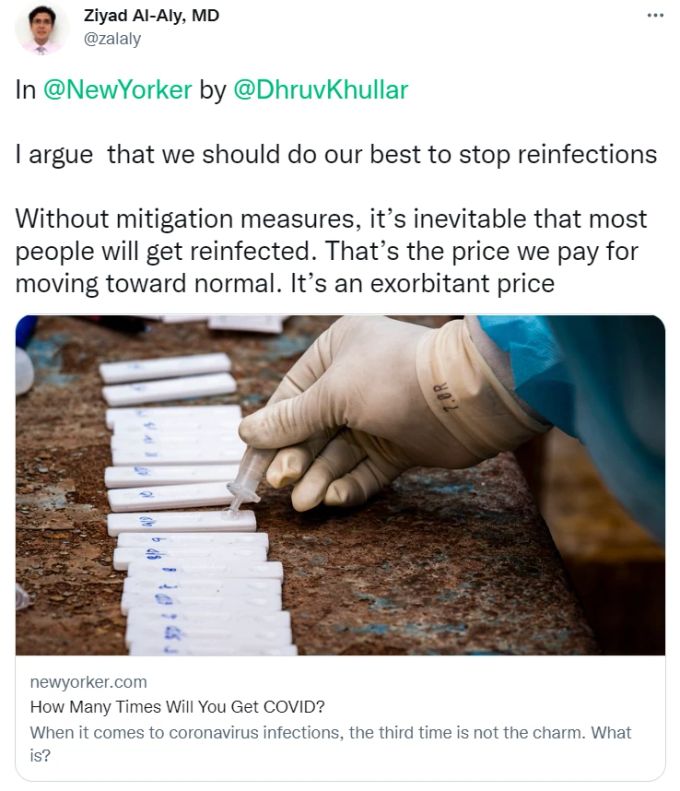 Dr. Ziyad Al-Aly ist ein führender Forscher zum Thema Long Covid. Er plädiert auf Twitter für grösseren Reinfektionsschutz. Long Covid Forscher