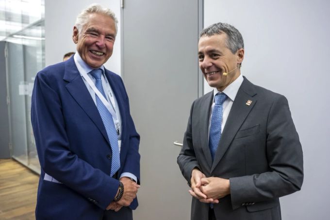Bundespräsident Ignazio Cassis mit Gesda-Präsident Peter Brabeck-Letmathe. Ignazio Cassis