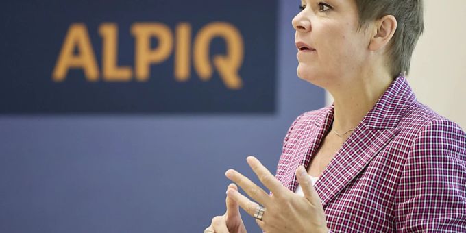 Alpiq-Chefin Antje Kanngiesser an einer Medienkonferenz in Olten SO im Sommer 2021. (Archivbild) alpiq antje kanngiesser