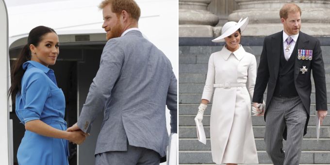 Meghan Markle und Prinz Harry reisten mit dem Privatjet ins 8000 kilometerweite London (rechts). Schon in den Jahren zuvor outeten sie sich als Privatjet-Fans. Meghan Markle Harry